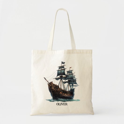 Tote Bag Bateau de pirates de couleur d'eau (Devant)
