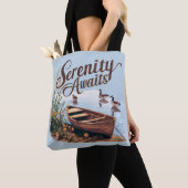 Tote Bag Bateau du lac Serene avec oies et Fleurs sauvages (De près)
