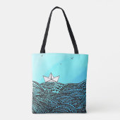 Tote Bag Bateau en papier crayon | texte de motivation (Dos)