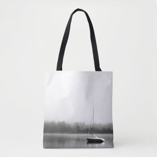 TOTE BAG BATEAU NOIR ET BLANC SUR LE LAC (Devant)