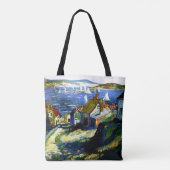 Tote Bag Bateaux à voile au port, peinture d'art (Dos)