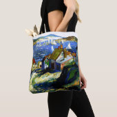 Tote Bag Bateaux à voile au port, peinture d'art (De près)