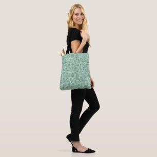 Tote Bag Batik vert menthe style bohème motif floral paisle