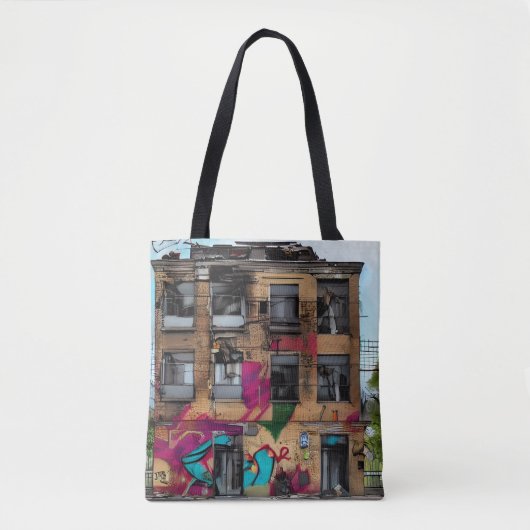 Tote Bag Bâtiment abandonné Art abstrait AI (Devant)
