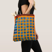 Tote Bag Bâtiment bleu et orange (De près)