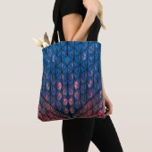 TOTE BAG BÂTIMENT CUBISTE BLEU ET ROUGE (De près)