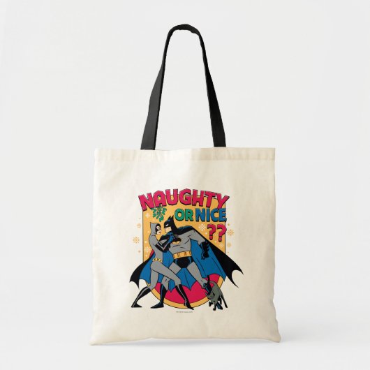 Tote Bag Batman | Catwoman Under Mistletoe Naughty Or Nice (Devant)
