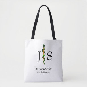 Tote Bag Bâton vert de plantes de l'Asclepius Gold Médicale