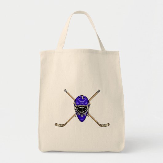 Tote Bag Bâtons de casque et de croix d'hockey bleus (Devant)