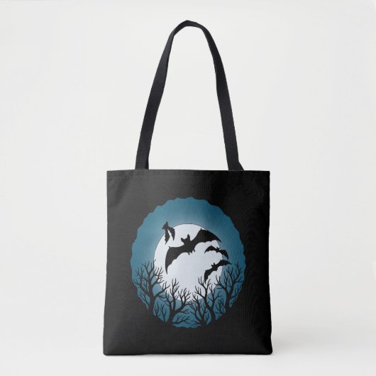 Tote Bag Bats and Trees Against the Moon (Devant)