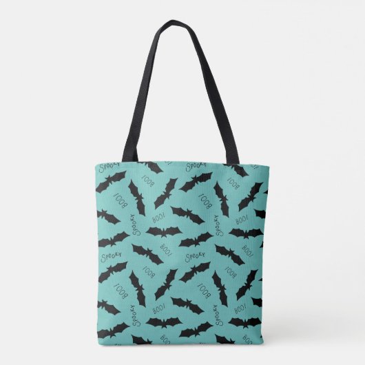 Tote Bag Bats Turquoises/Turquoise Fête d'Halloween (Dos)