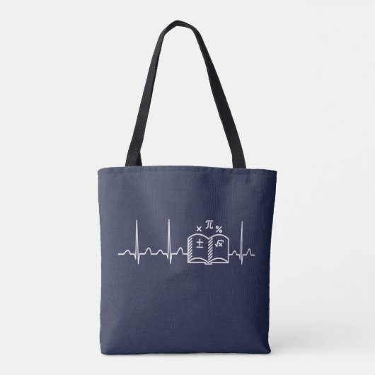 Tote Bag Battement de coeur V2 de professeur de maths (Dos)