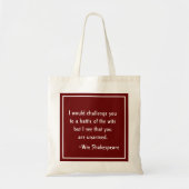 Tote Bag Battle of the Wits Shakespeare Quote and Your Name (Devant)