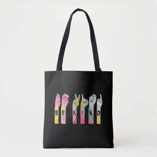 Tote Bag Be Genind ASL Alphabet American Sign Language (Devant)