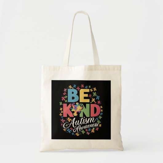 Tote Bag Be Kind Sensibilisation sur l'autisme Conception c (Devant)