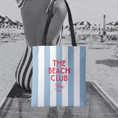 Tote Bag Beach Club French Red Blue Cabana Stripe
