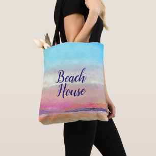 Tote Bag Beach House Pastel Sunset Fourre-tout