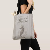 Tote Bag Beach House Seahorse Seashore (De près)