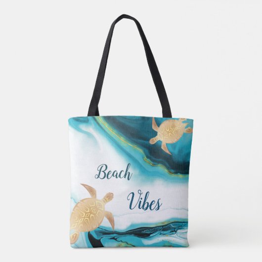 Tote Bag Beach Vibes Elegant Turtles (Dos)