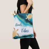 Tote Bag Beach Vibes Elegant Turtles (De près)