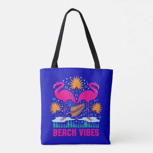 Tote Bag Beach Vibes Flamants roses roses-19501 (Dos)