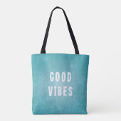 Tote Bag Beachy Aqua Blue/Green Distressed Good Vibes (Dos)