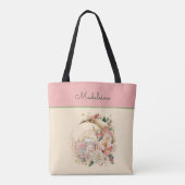 Tote Bag Beachy Moon Flowers et Nautilus Shell Monogramme (Dos)