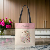 Tote Bag Beachy Moon Flowers et Nautilus Shell Monogramme