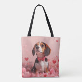 Tote Bag Beagle avec des roses - Saint-Valentin (Dos)