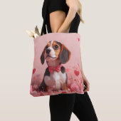 Tote Bag Beagle avec des roses - Saint-Valentin (De près)