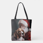 Tote Bag Beagle avec le Père Noël Festif Noël (Dos)