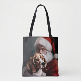 Tote Bag Beagle avec le Père Noël Noël Festif