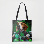 Tote Bag Beagle Chien conduisant vélo St. Patrick's Day (Devant)