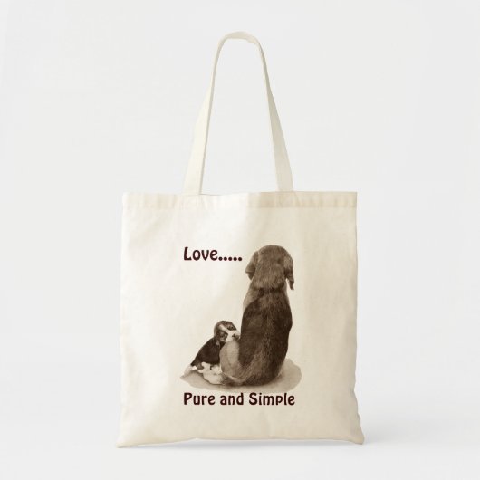 Tote Bag Beagle chiot mignon avec maman chien art original (Devant)