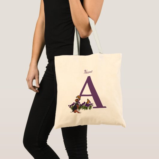 Tote Bag Beagle Chiot Papillons Monogramme Initiale A Nom (Devant (produit))