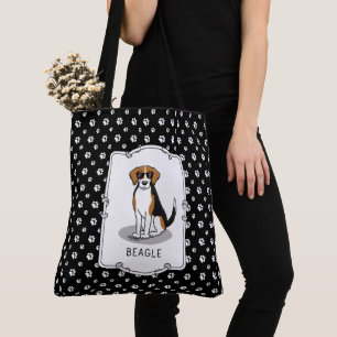 Tote Bag Beagle cool avec lunettes de soleil (tri couleur 3