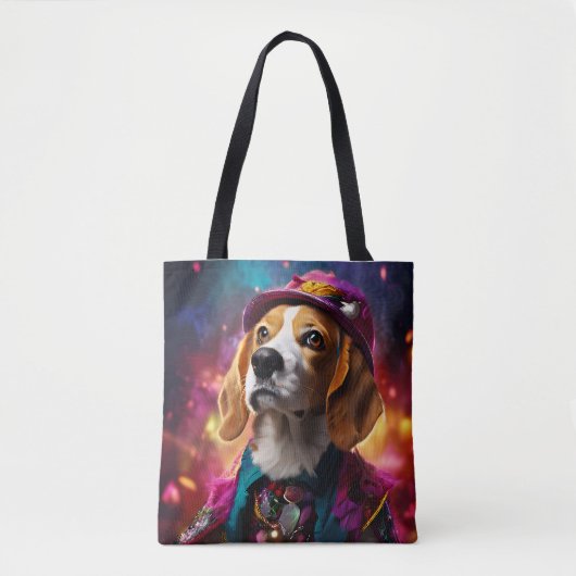 Tote Bag Beagle dans un Casquette rose (Devant)