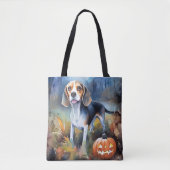 Tote Bag Beagle d'Halloween avec peur Citrouille (Devant)