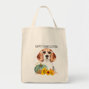 Tote Bag Beagle Hipster Personnalisable Thanksgiving
