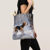 Tote Bag Beagle Noël sous la neige (De près)