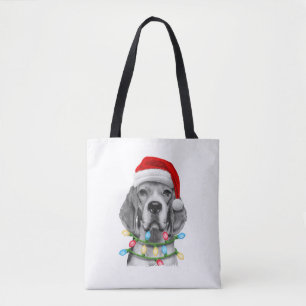 Tote Bag Beagle Père Noël Noël Arbre Lumières Noël Garçons
