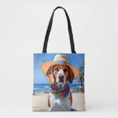 Tote Bag Beagle sur la plage, cadeau d'été pour les amoureu (Devant)
