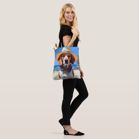 Tote Bag Beagle sur la plage, cadeau d'été pour les amoureu (Sur le modèle)