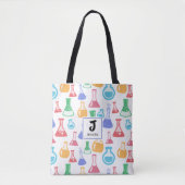 Tote Bag Beakers et flacons Fun Science Motif Monogramme (Devant)