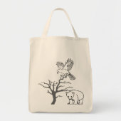 Tote Bag Bear, Bird, and Bare Tree Nature Scene (Devant)