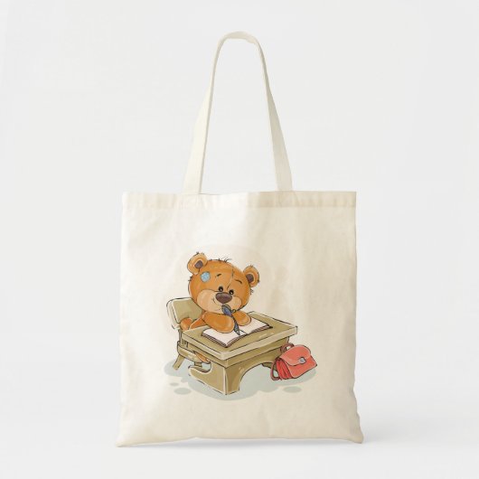 Tote Bag Bear de dessin mignon Écrire un livre (Devant)