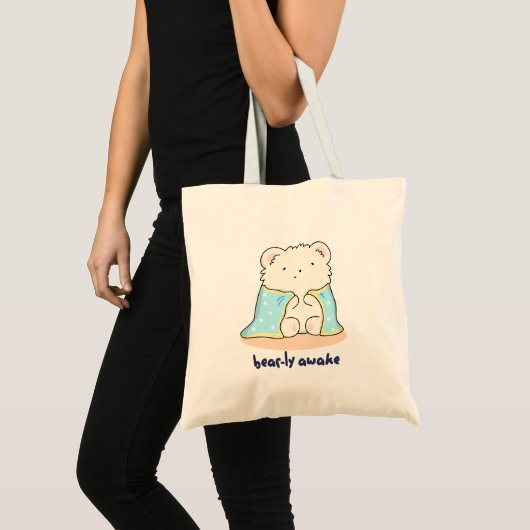 Tote Bag Bearly Awake Funny Sleepy Bear Pun (Devant (produit))