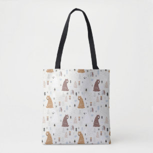 Tote Bag Bears mignonne dans le Motif Woods