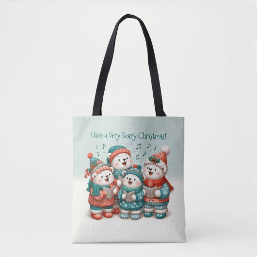 Tote Bag Bears Polar mignon chante Avoir un Noël de très Bé (Devant)