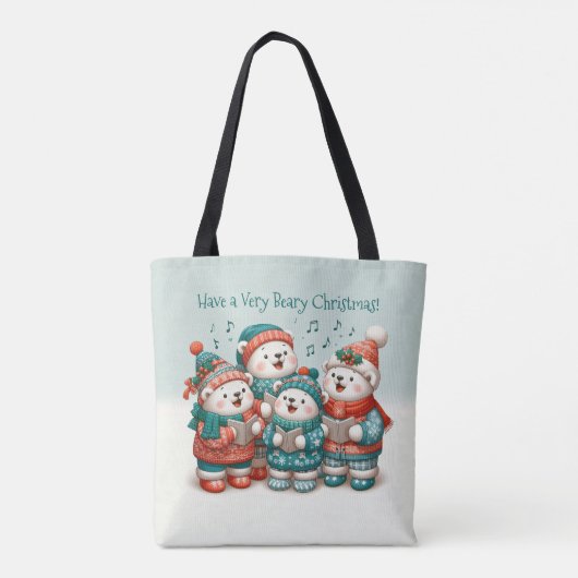 Tote Bag Bears Polar mignon chante Avoir un Noël de très Bé (Dos)